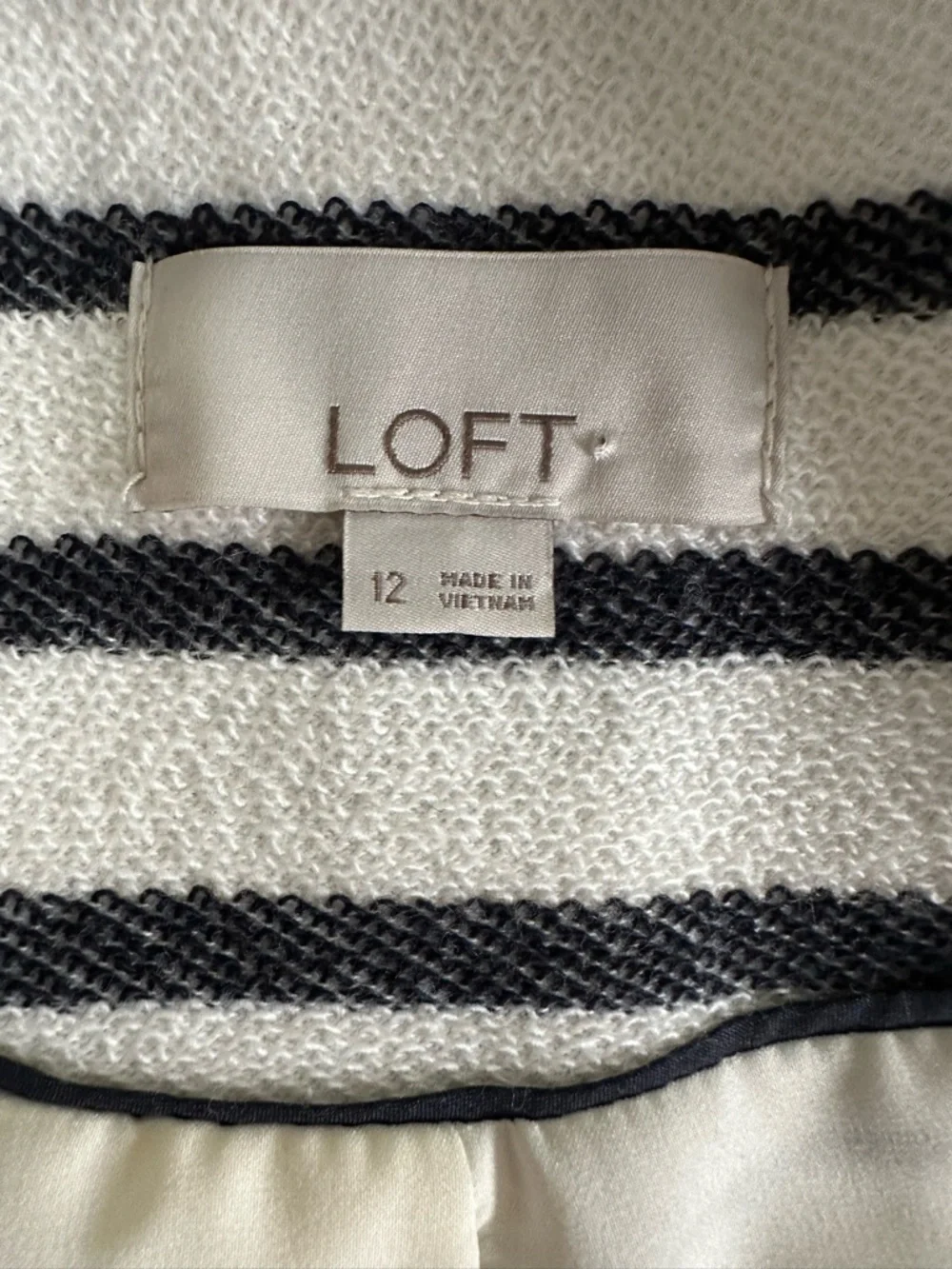 LOFT Striped Blazer Women Size 12 Navy White Knit Jacket Nautical Career Casual - Picture 7 of 8
